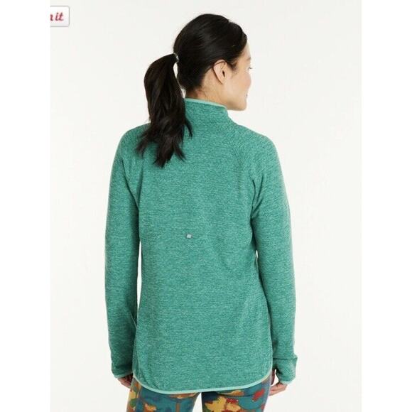 L.L. Bean Adventure Grid Blue Half-Zip Polyester Pullover Thumb Slot Size L Reg - Picture 2 of 15